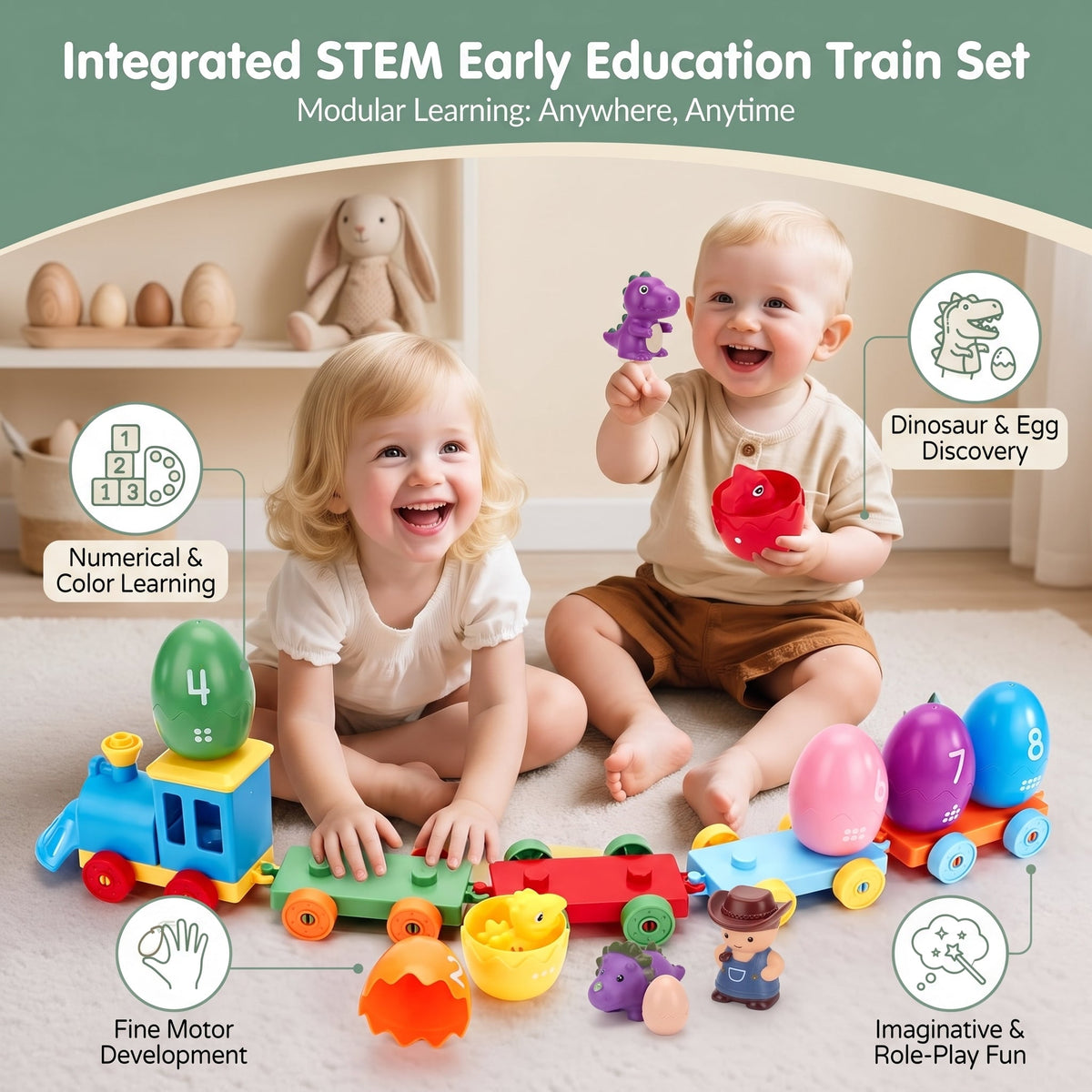 Dinosaur Number Train Learning Set