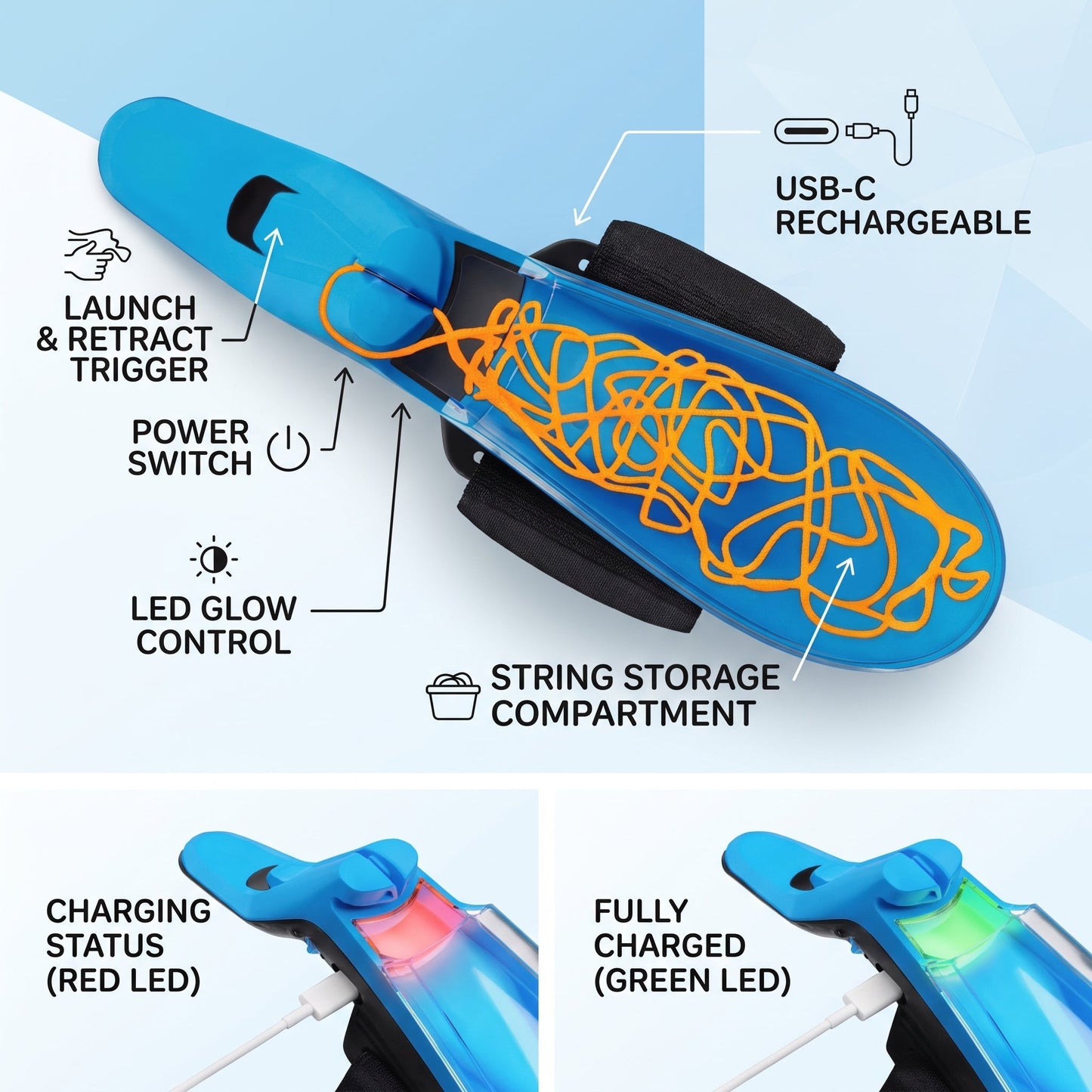Kids Wrist Mounted String Launcher Toy