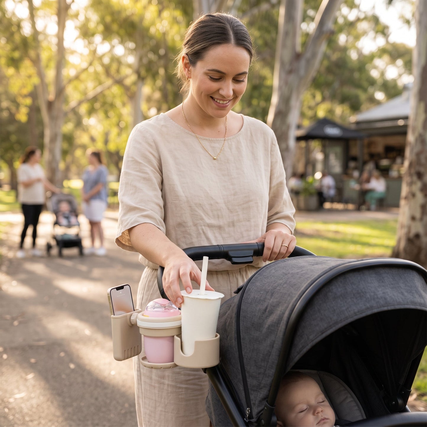 Universal Pram Cup Holder with Phone Holder