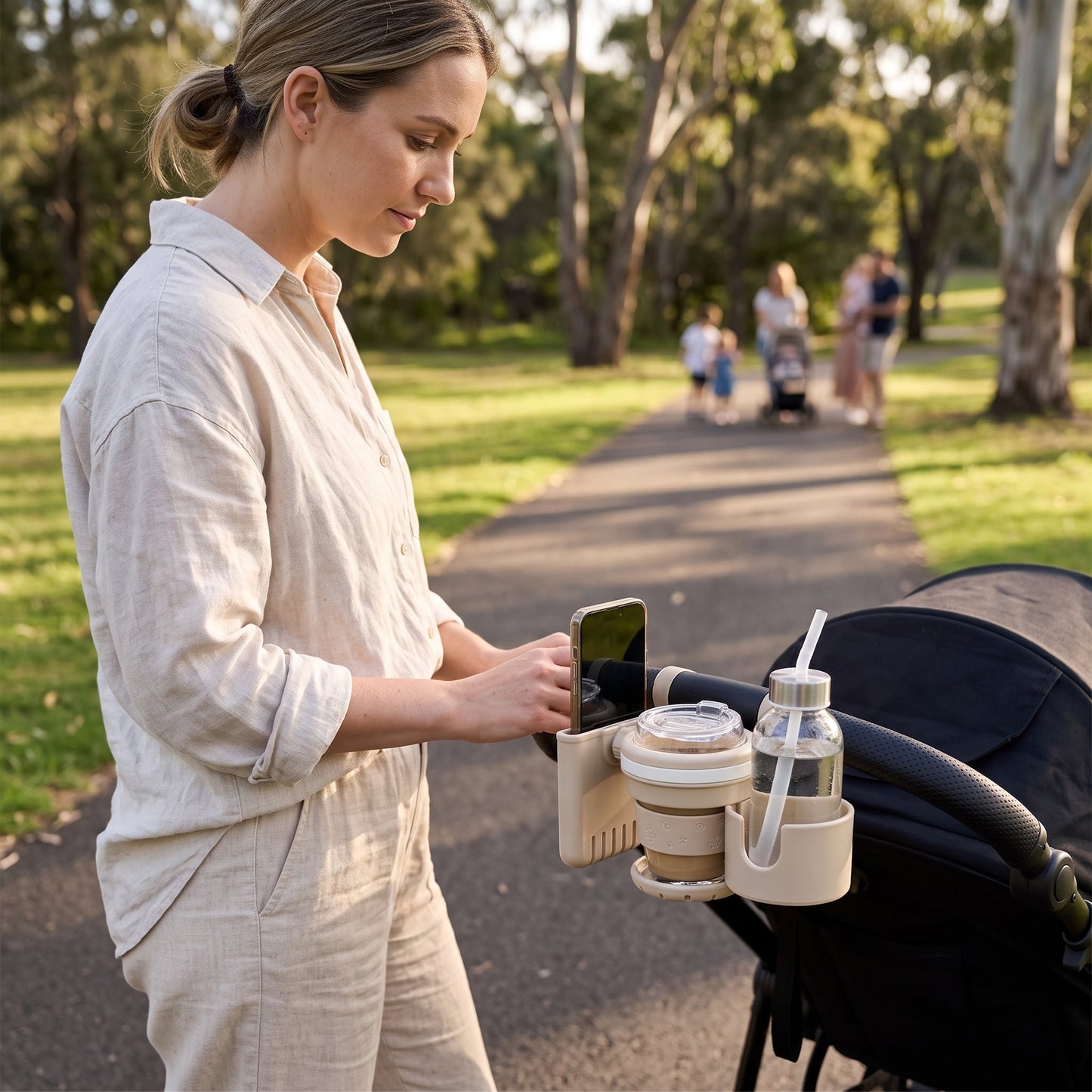 Universal Pram Cup Holder with Phone Holder