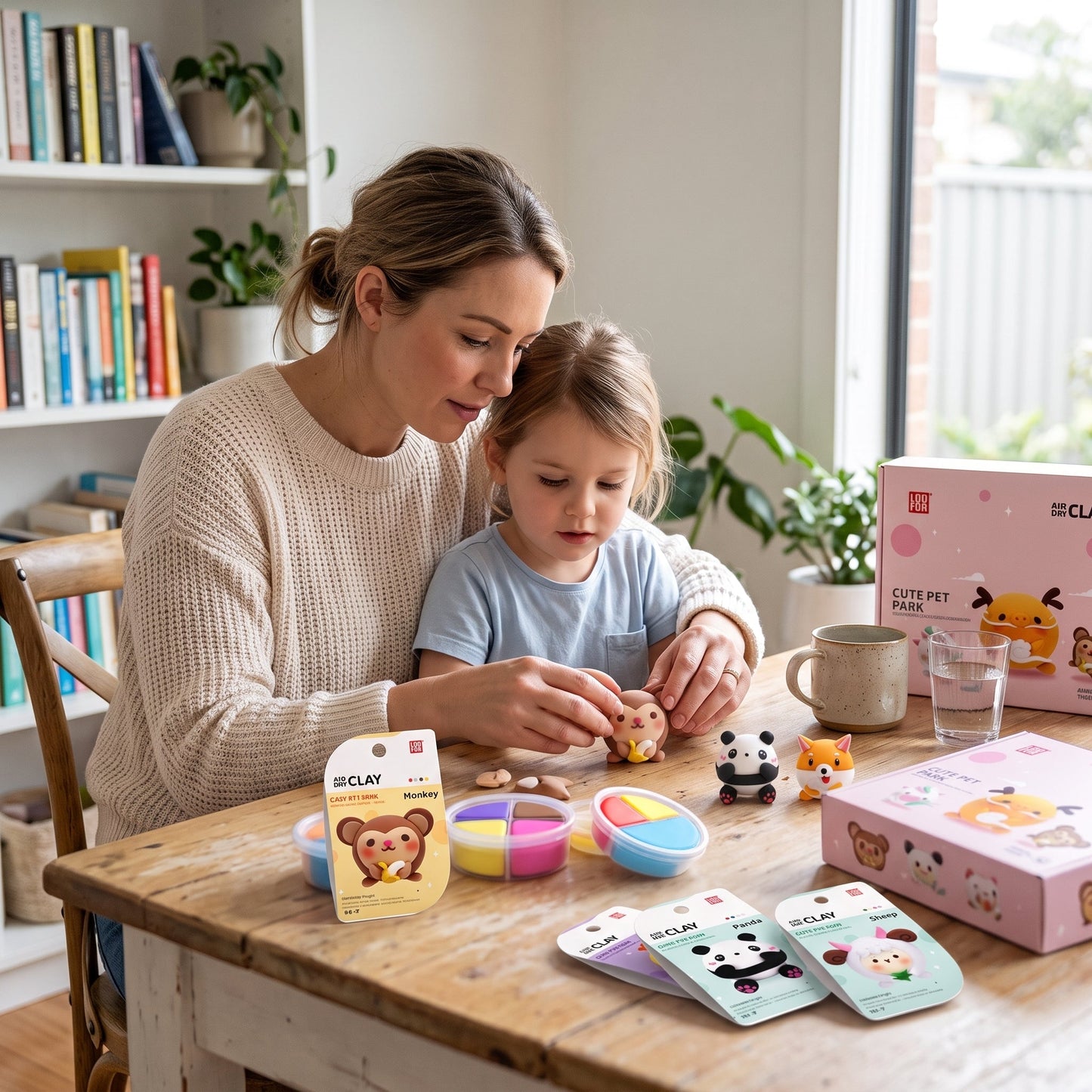 DIY Cute Animal Air Dry Clay Kit for Kids
