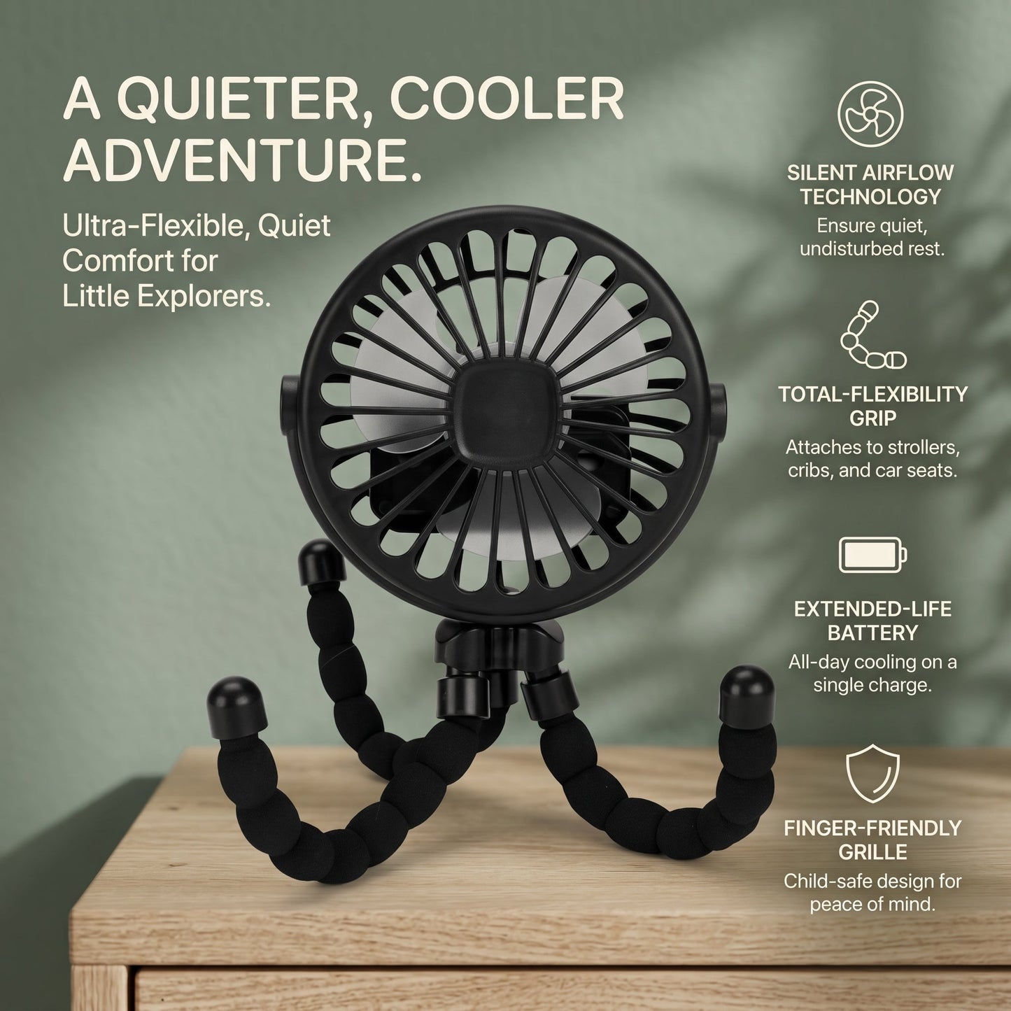 Rechargeable Flexible Stroller Fan