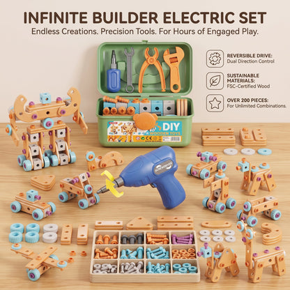 DIY Construction Toolbox with Electric Drill (126 Pieces)