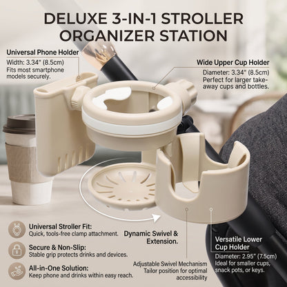 Universal Pram Cup Holder with Phone Holder