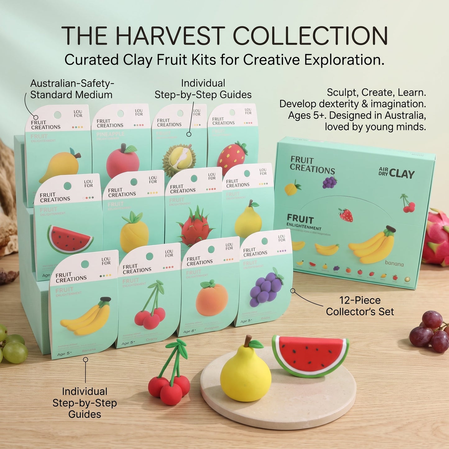 DIY Fruit Air Dry Clay Kit for Kids