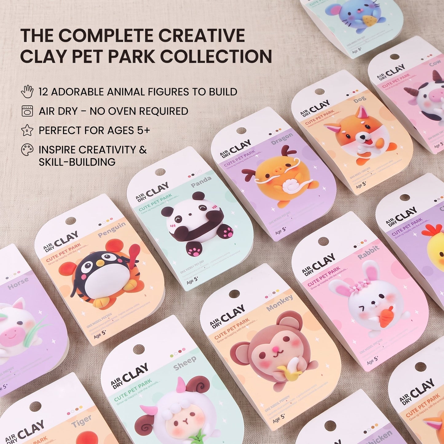 DIY Cute Animal Air Dry Clay Kit for Kids