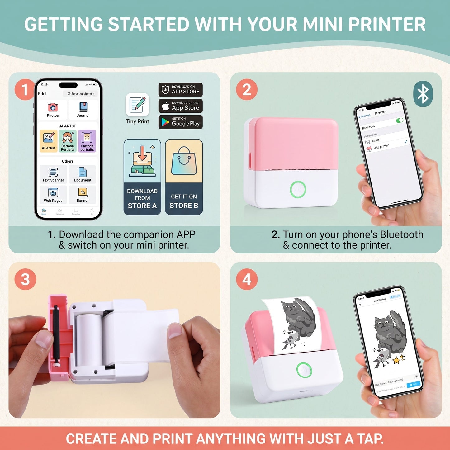 Portable Mini Thermal Printer Kit